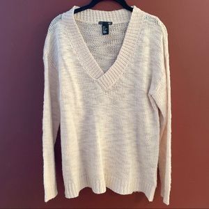 H&M Cream Knit V Neck Sweater Size S